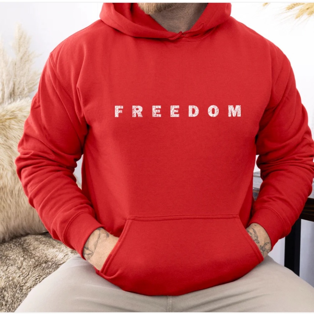 FREEDOM MENS CHARLIE KIRK TURNING POINT Red Hoodie L UNISEX